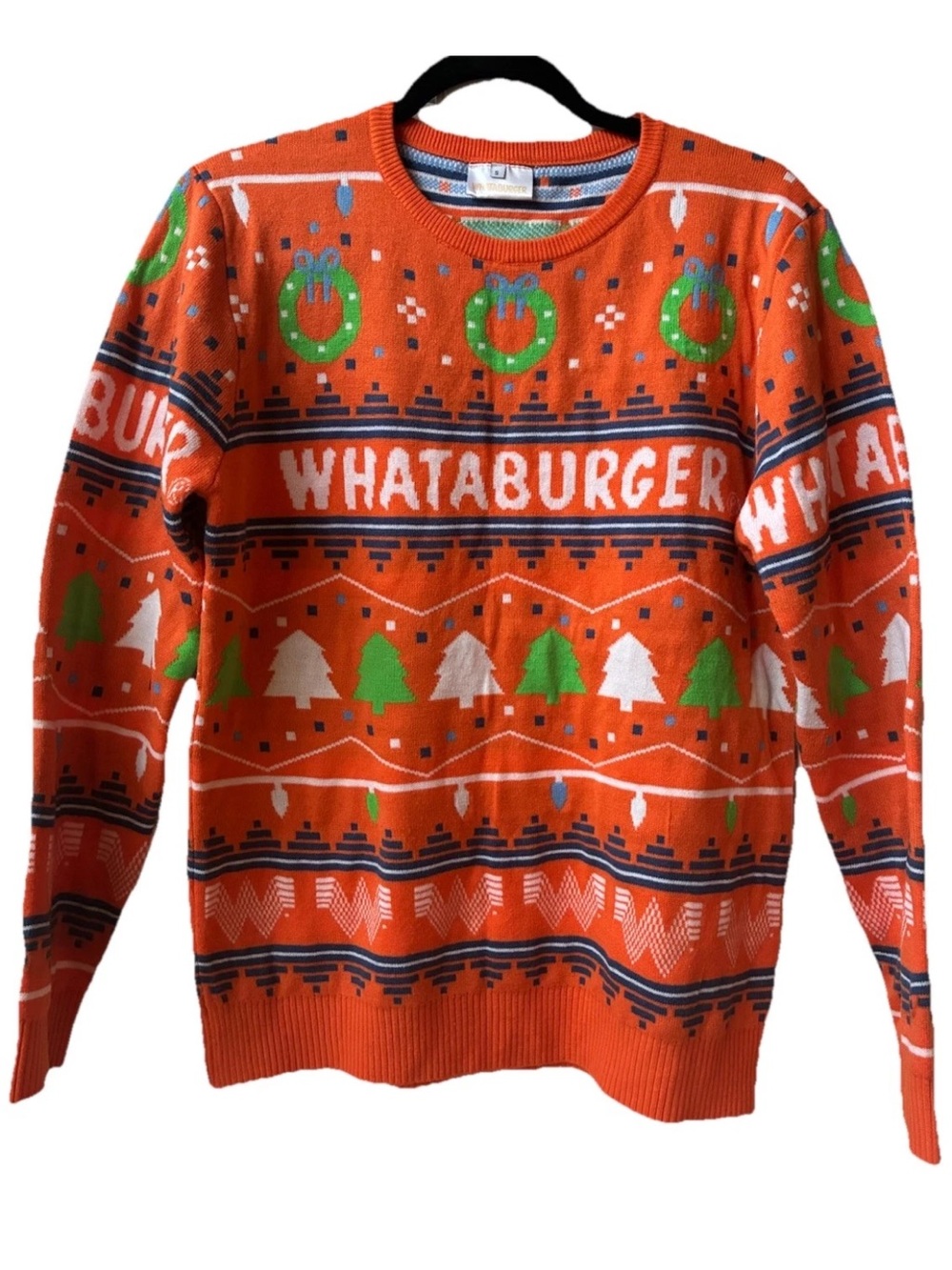 Whataburger Christmas knit sweater pullover Orange fast food Holiday Men’s S